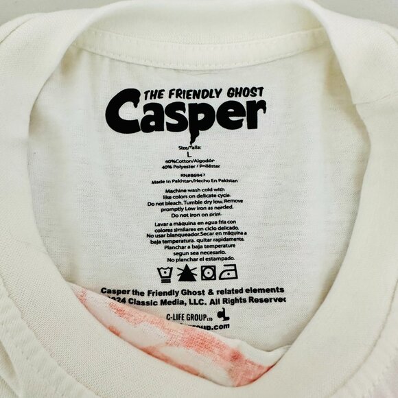CASPER THE FRIENDLY GHOST SHORT SLEEVE CROPPED CREW NECK T-SHIRT WHITE - Picture 4 of 5